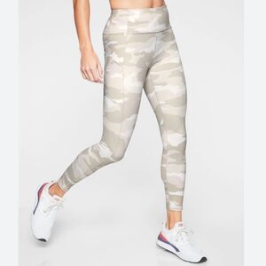 Athleta Contender 7/8 Elation Leggings Tan White Camo Tight Powerlift Pant XS
